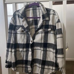 Black and white plain shacket